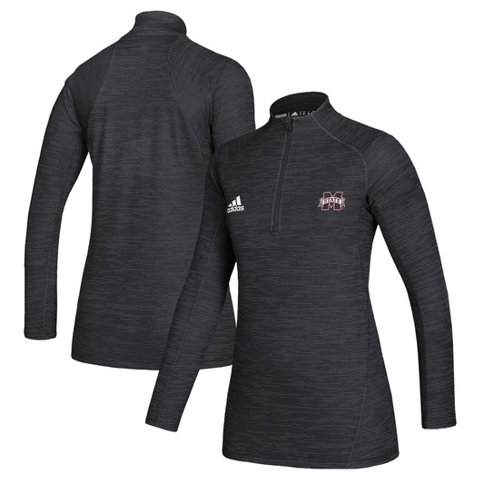Women's adidas  Black Mississippi State Bulldogs Game Mode Performance Quarter-Zip Pullover Top