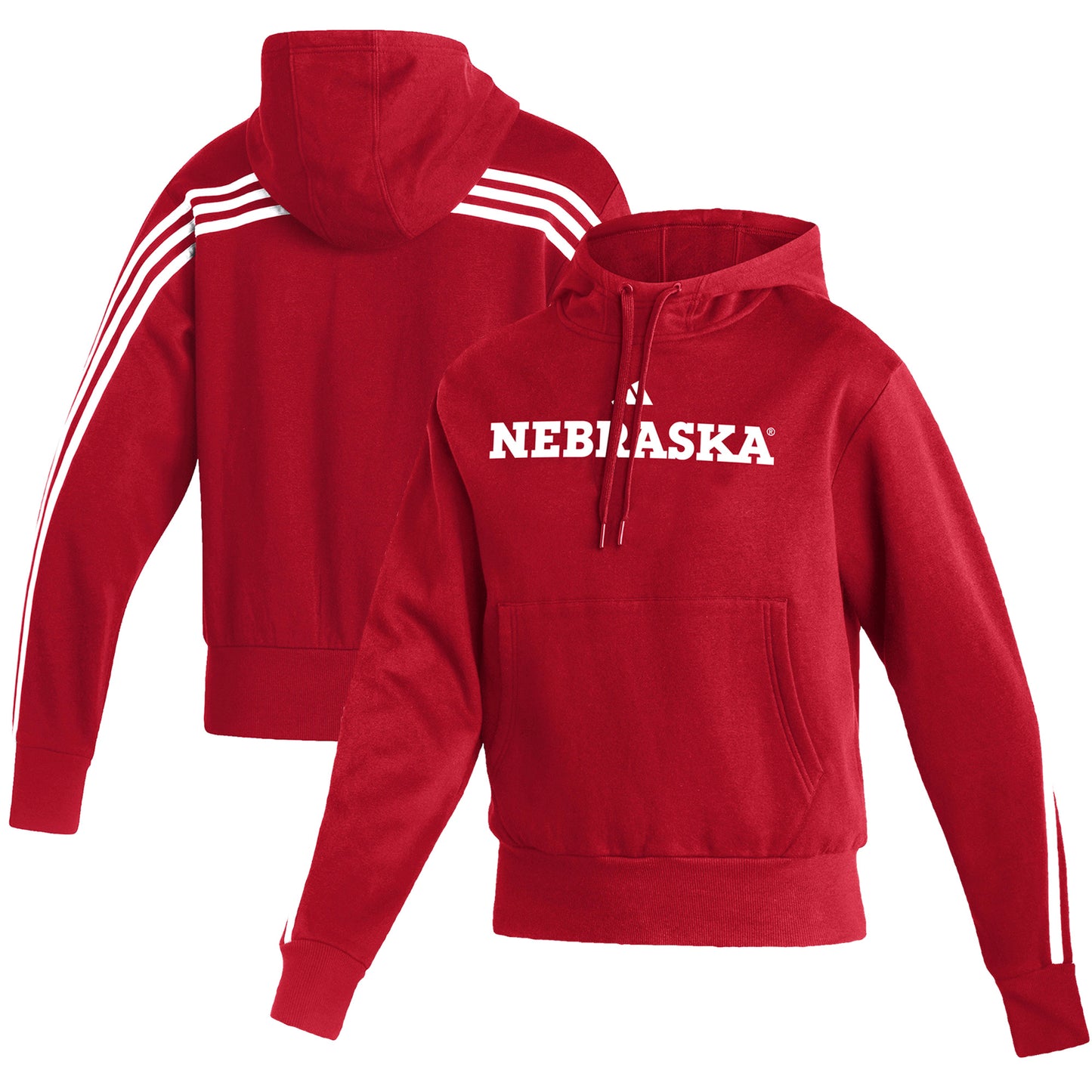 Women's adidas  Scarlet Nebraska Huskers Fashion Pullover Hoodie