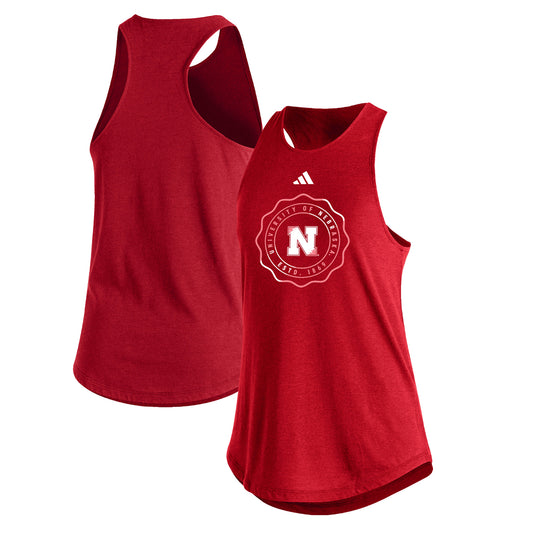 Women's adidas  Scarlet Nebraska Huskers Fashion Tri-Blend Tank Top