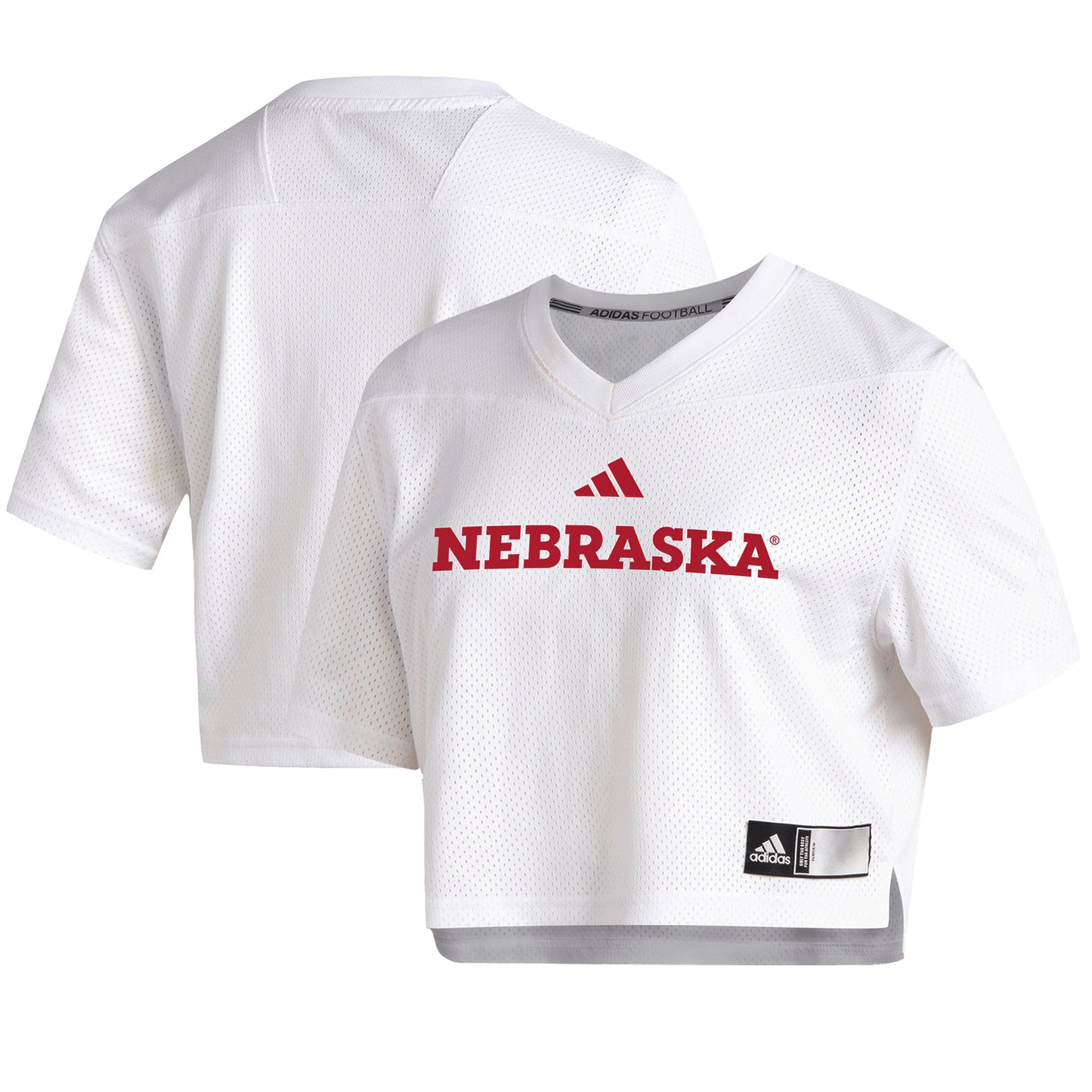 Women's adidas  White Nebraska Huskers Cropped Jersey Top