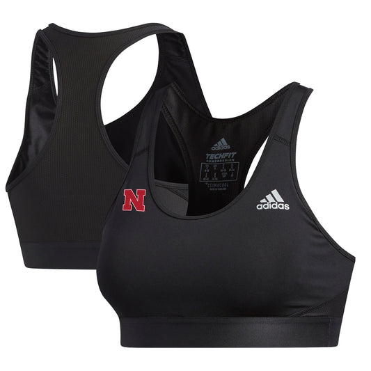 Women's adidas  Black Nebraska Huskers Alphaskin Bra