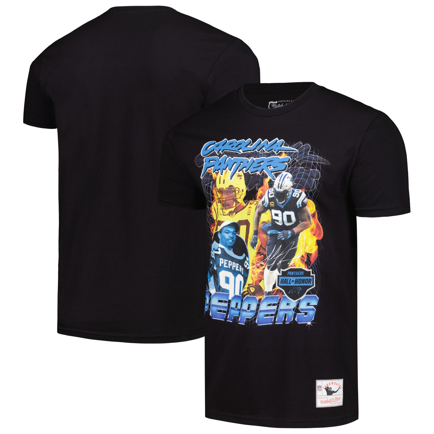 Men's Mitchell & Ness Julius Peppers Black Carolina Panthers 2023 Hall of Honor T-Shirt