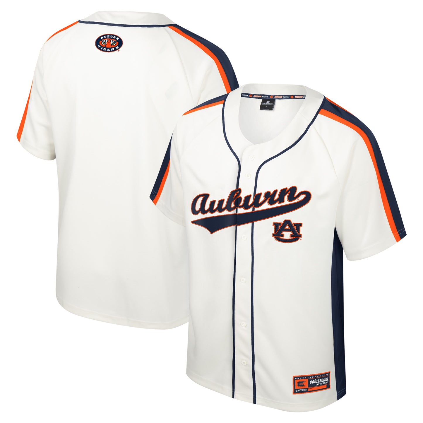 Men's Colosseum Cream Auburn Tigers Ruth Button-Up Baseball Jersey