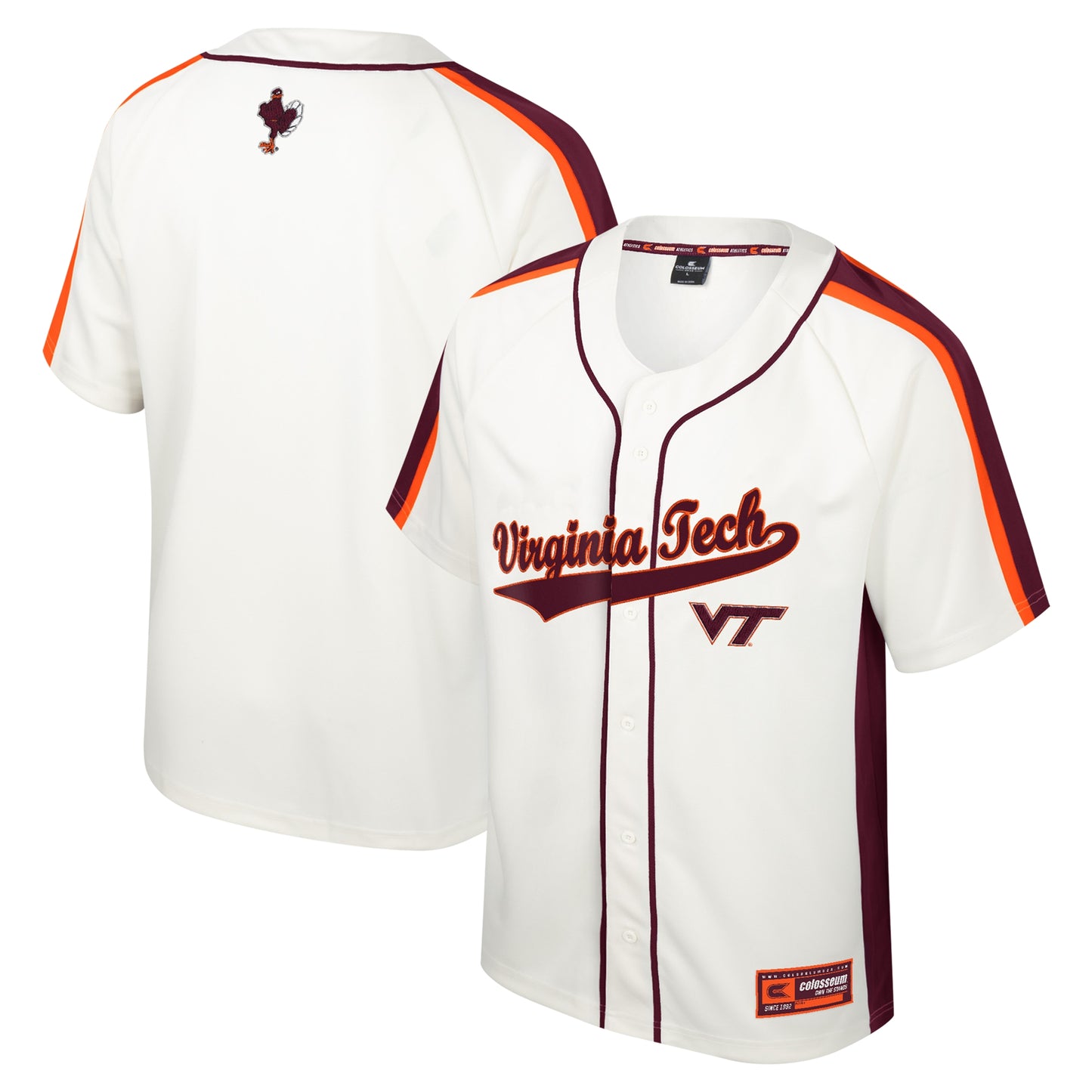 Men's Colosseum Cream Virginia Tech Hokies Ruth Button-Up Baseball Jersey