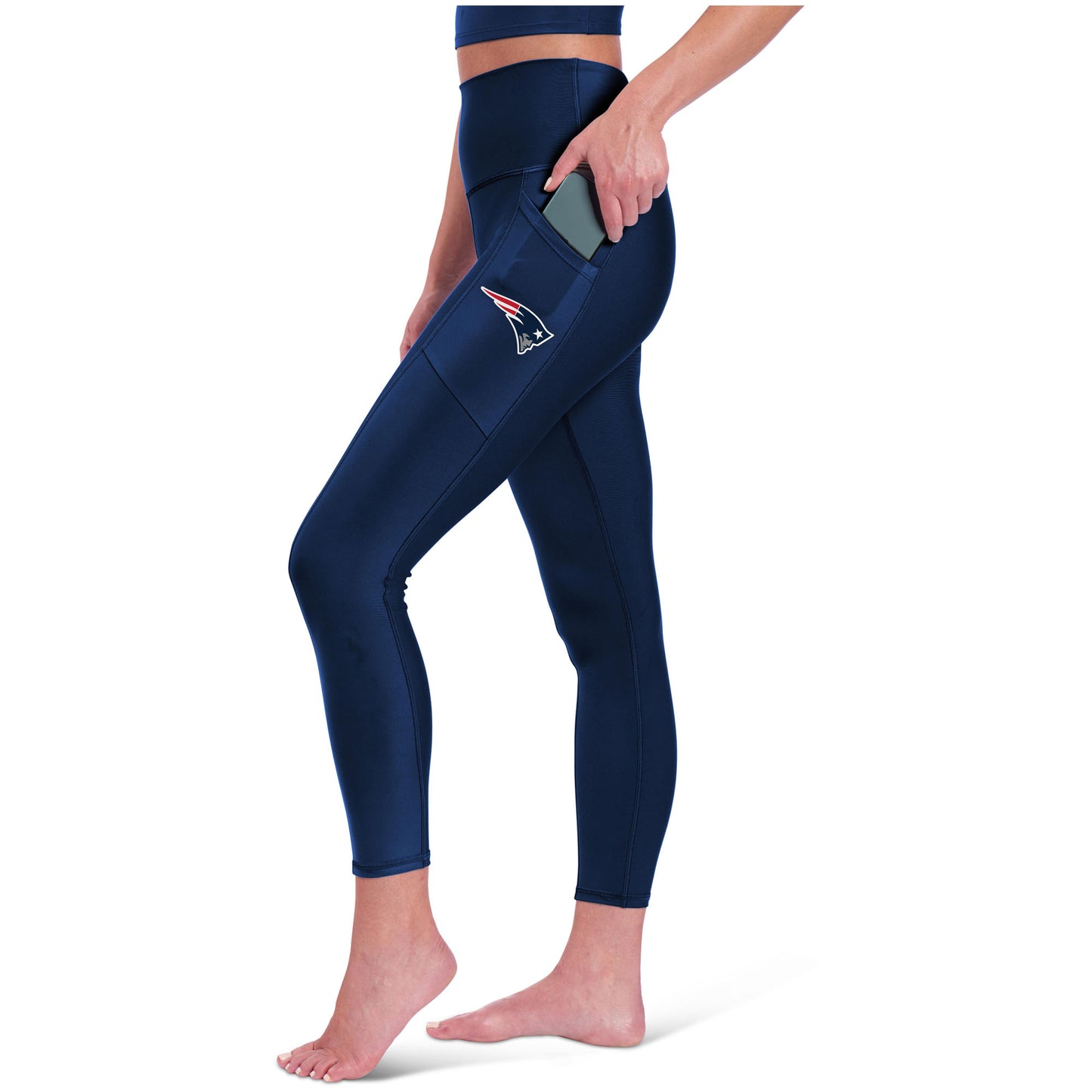 Women's Certo  Navy New England Patriots High Waist Two-Pocket Leggings