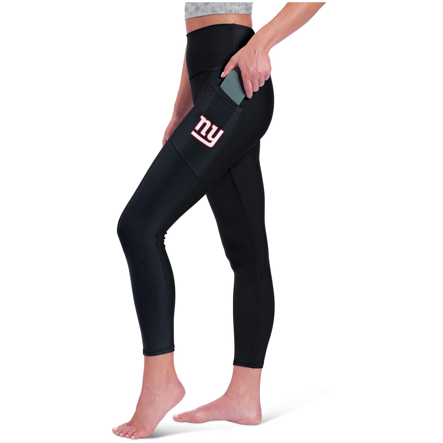 Women's Certo  Black New York Giants High Waist Two-Pocket Leggings