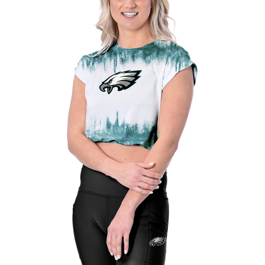 Women's Certo  White Philadelphia Eagles Cropped Framework T-Shirt