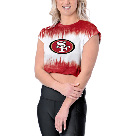 Women's Certo  White San Francisco 49ers Cropped Framework T-Shirt