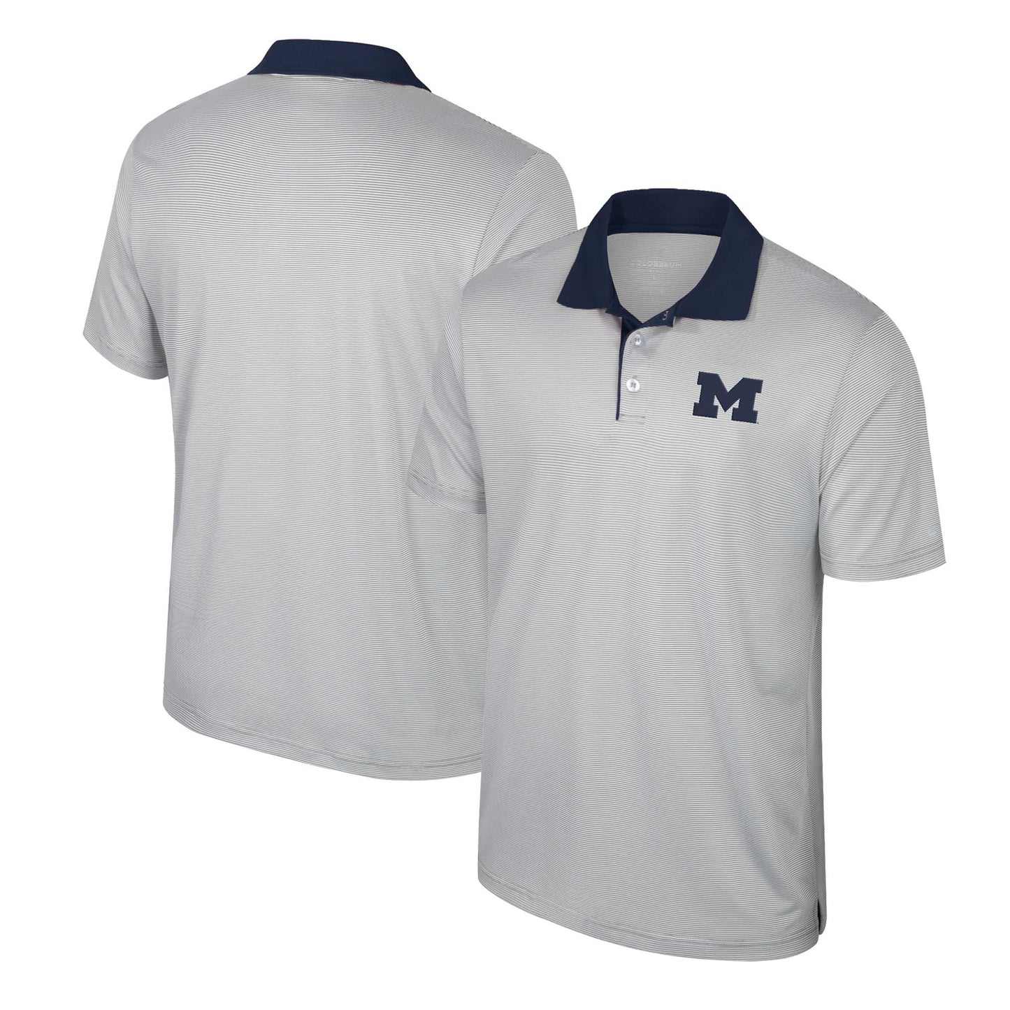 Men's Colosseum Gray Michigan Wolverines Tuck Striped Polo