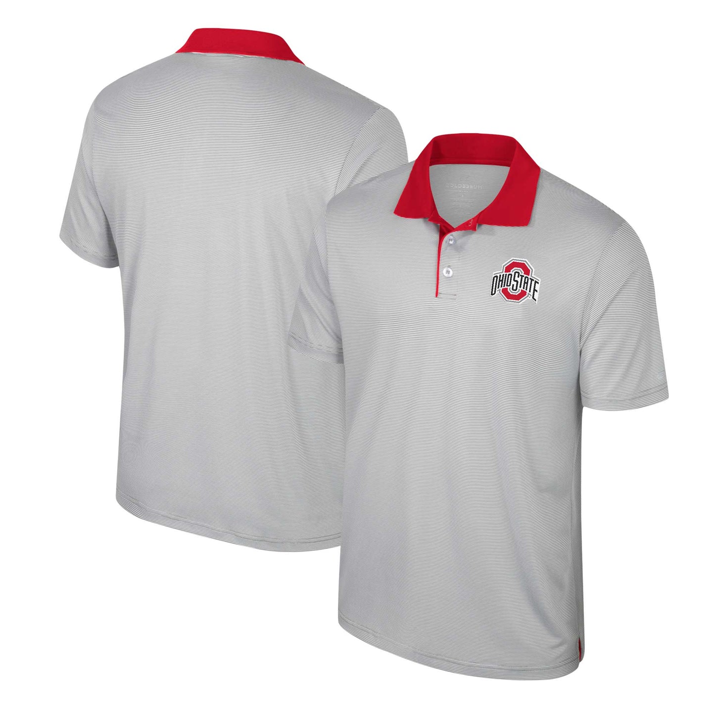 Men's Colosseum Gray Ohio State Buckeyes Tuck Striped Polo