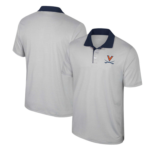 Men's Colosseum Gray Virginia Cavaliers Tuck Striped Polo