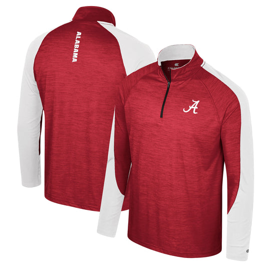 Men's Colosseum Crimson Alabama Crimson Tide Langmore Raglan Quarter-Zip Top