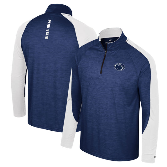 Men's Colosseum Navy Penn State Nittany Lions Langmore Raglan Quarter-Zip Top
