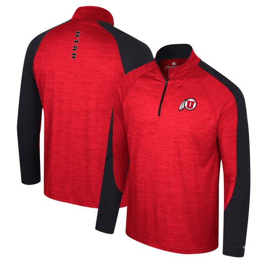 Men's Colosseum Red Utah Utes Langmore Raglan Quarter-Zip Top