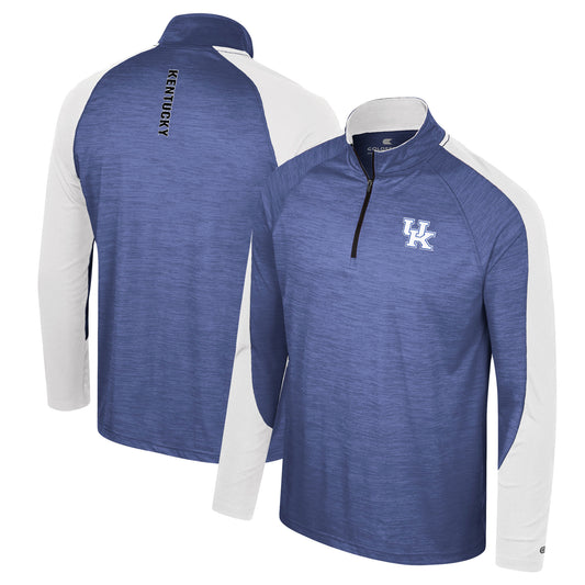 Men's Colosseum Royal Kentucky Wildcats Langmore Raglan Quarter-Zip Top