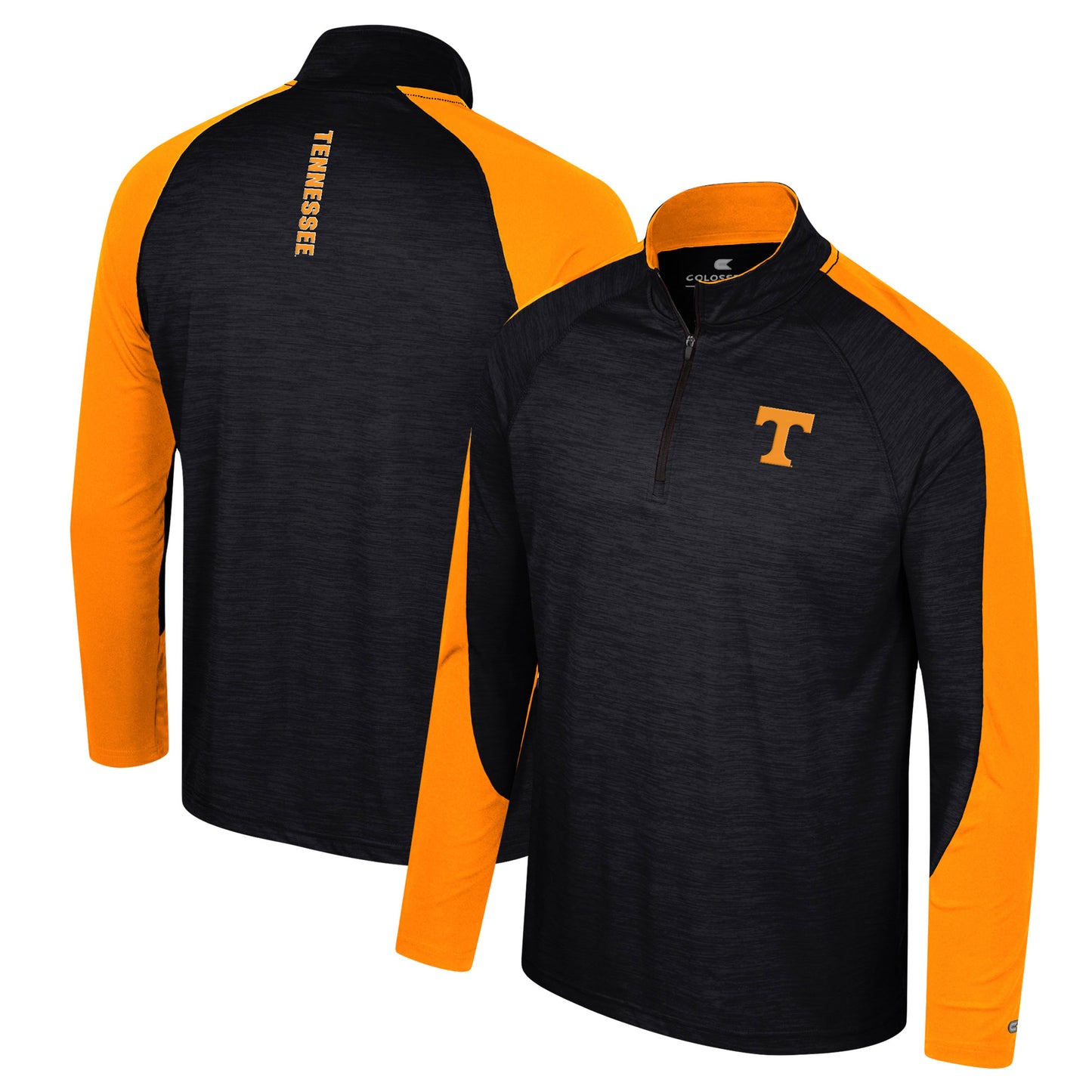 Men's Colosseum Black Tennessee Volunteers Langmore Raglan Quarter-Zip Top