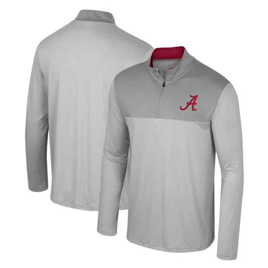 Men's Colosseum Gray Alabama Crimson Tide Tuck Quarter-Zip Top