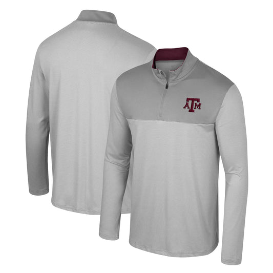 Men's Colosseum Gray Texas A&M Aggies Tuck Quarter-Zip Top