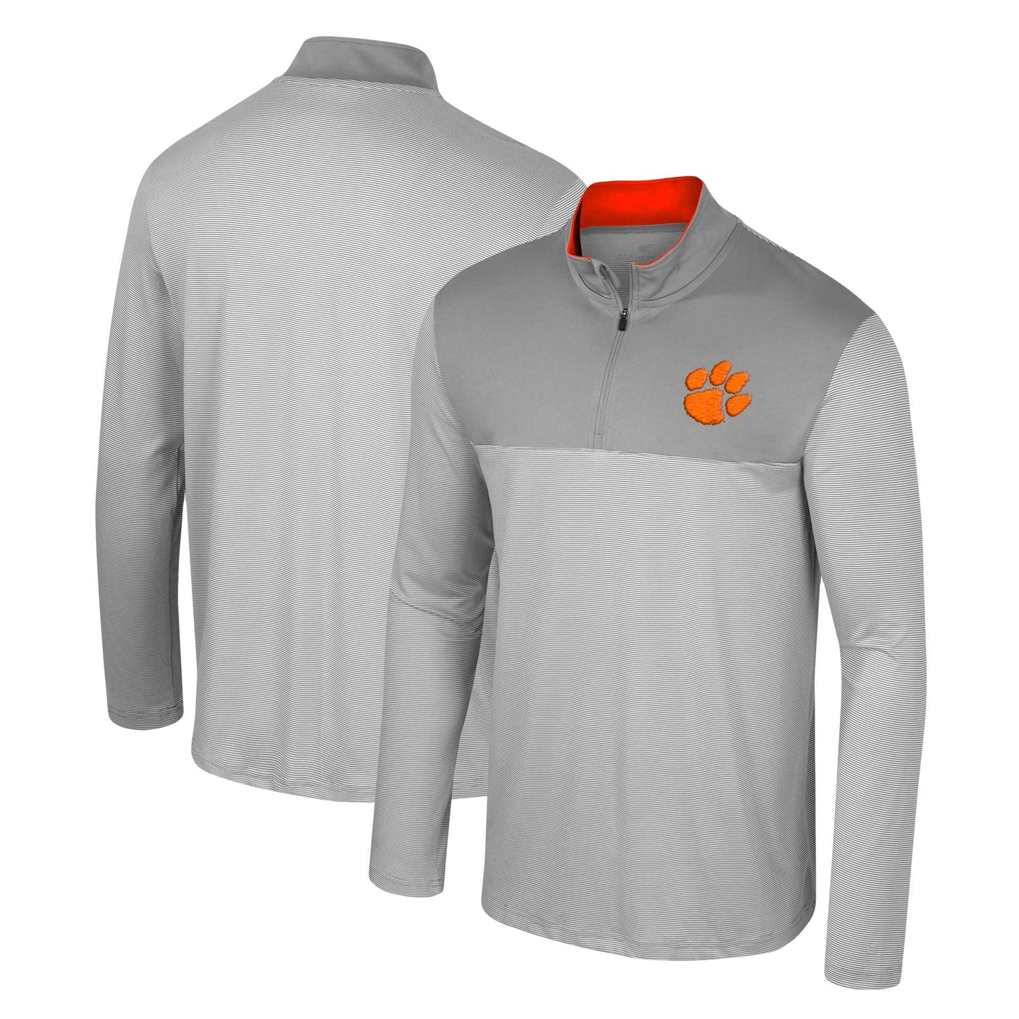 Men's Colosseum Gray Clemson Tigers Tuck Quarter-Zip Top