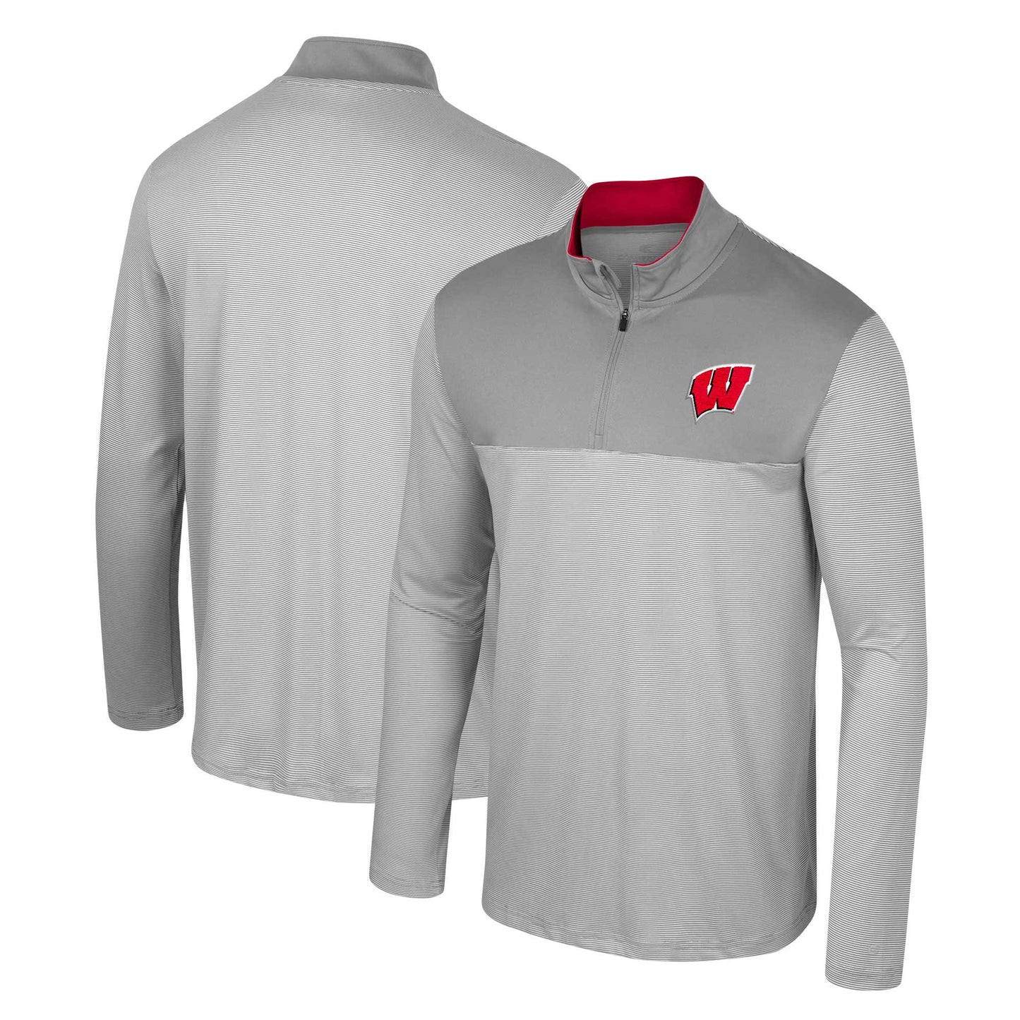 Men's Colosseum Gray Wisconsin Badgers Tuck Quarter-Zip Top