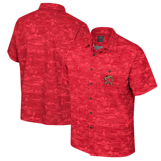 Men's Colosseum Red Maryland Terrapins Ozark Button-Up Shirt