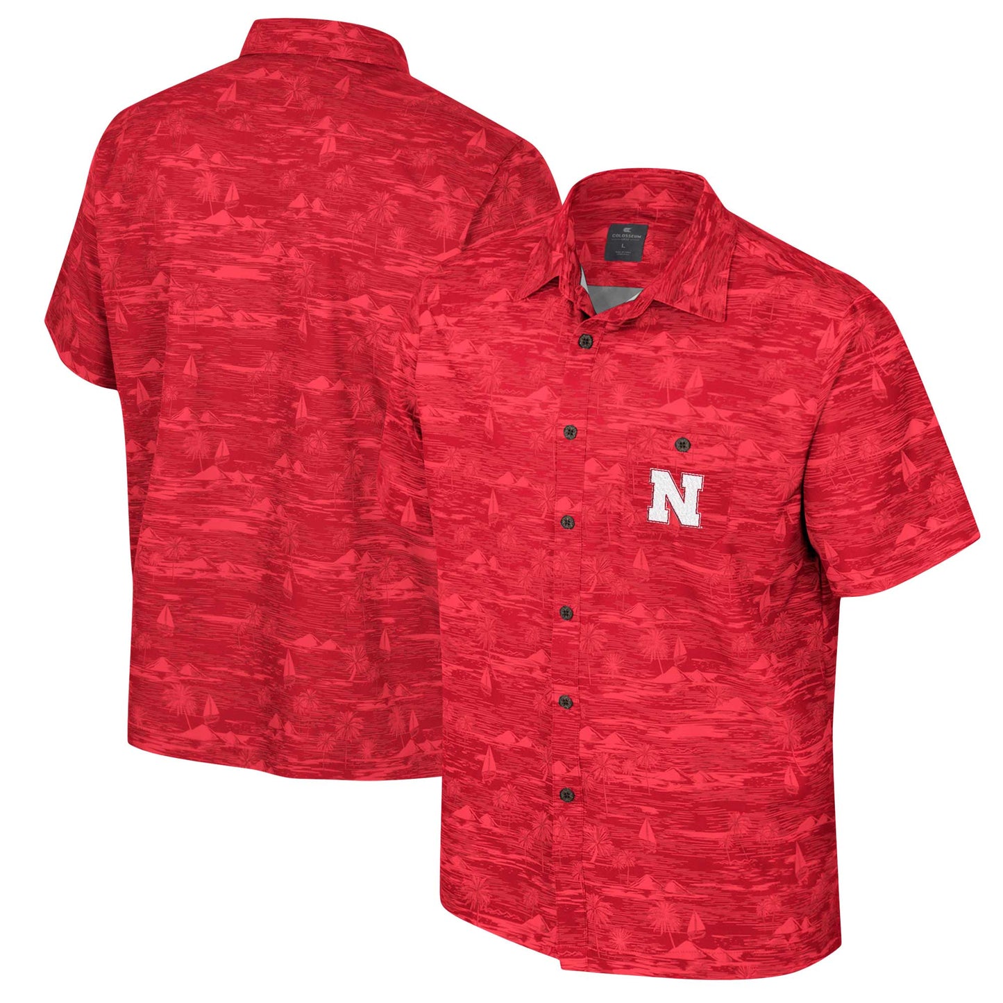 Men's Colosseum Scarlet Nebraska Huskers Ozark Button-Up Shirt