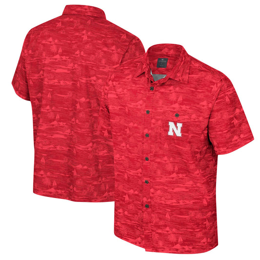 Men's Colosseum Scarlet Nebraska Huskers Ozark Button-Up Shirt