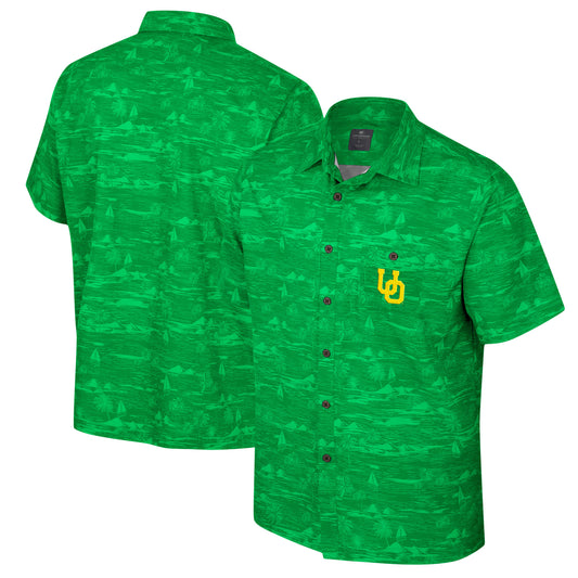 Men's Colosseum Green Oregon Ducks Ozark Button-Up Shirt