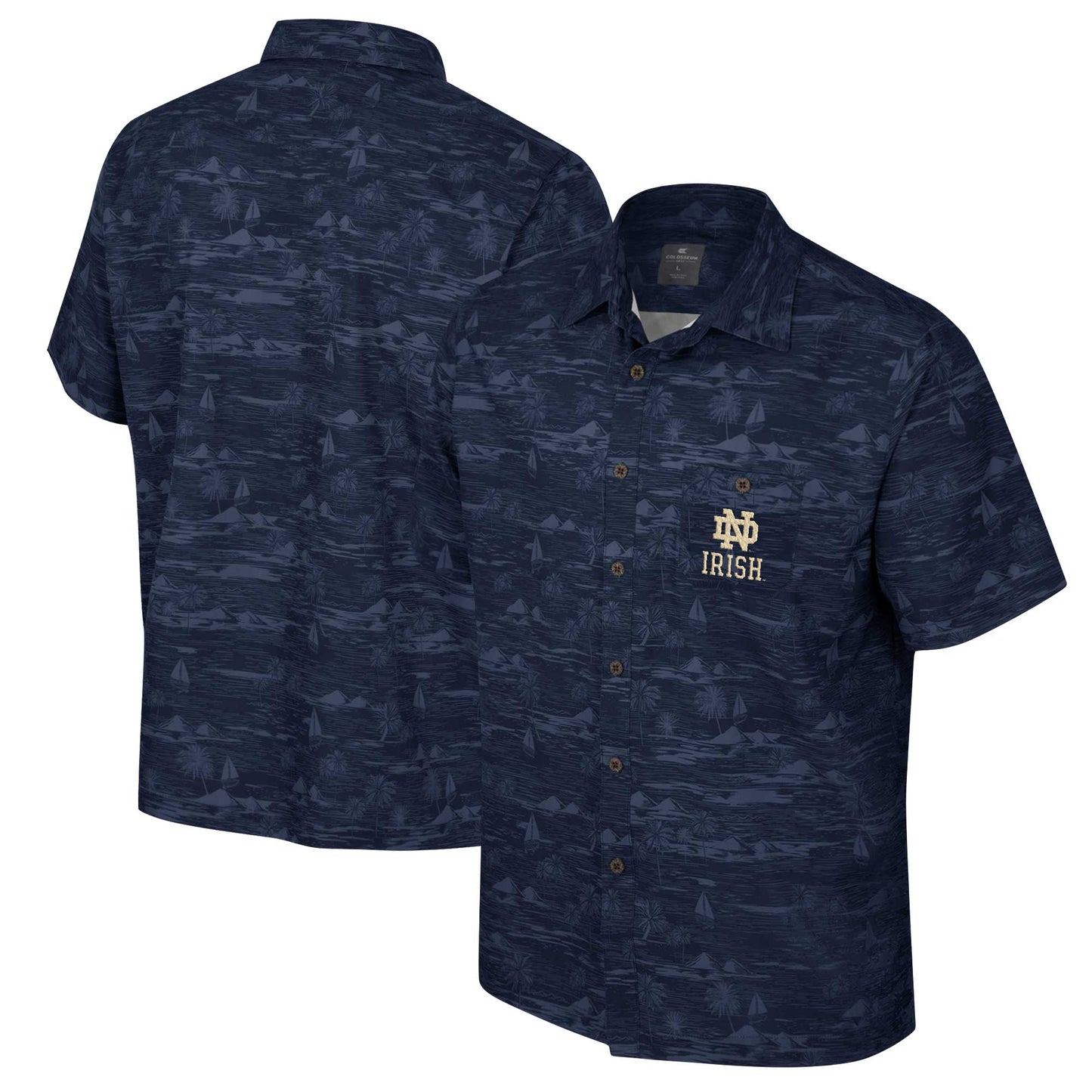 Men's Colosseum Navy Notre Dame Fighting Irish Ozark Button-Up Shirt