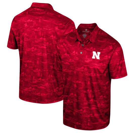 Men's Colosseum Scarlet Nebraska Huskers Daly Print Polo