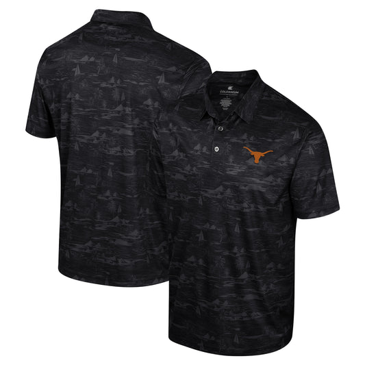 Men's Colosseum Black Texas Longhorns Daly Print Polo