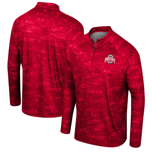 Men's Colosseum Scarlet Ohio State Buckeyes Carson Raglan Quarter-Zip Jacket