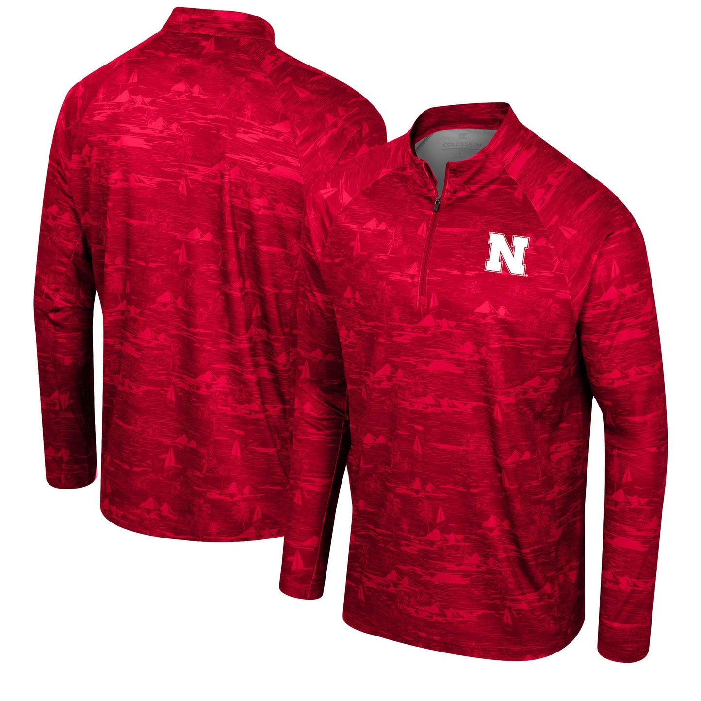 Men's Colosseum Scarlet Nebraska Huskers Carson Raglan Quarter-Zip Jacket