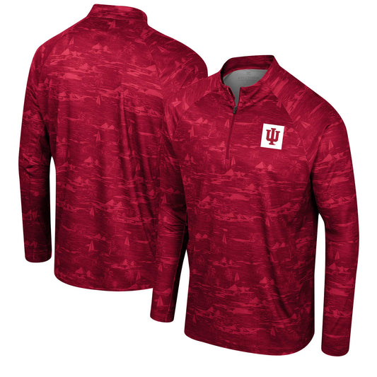 Men's Colosseum Crimson Indiana Hoosiers Carson Raglan Quarter-Zip Jacket