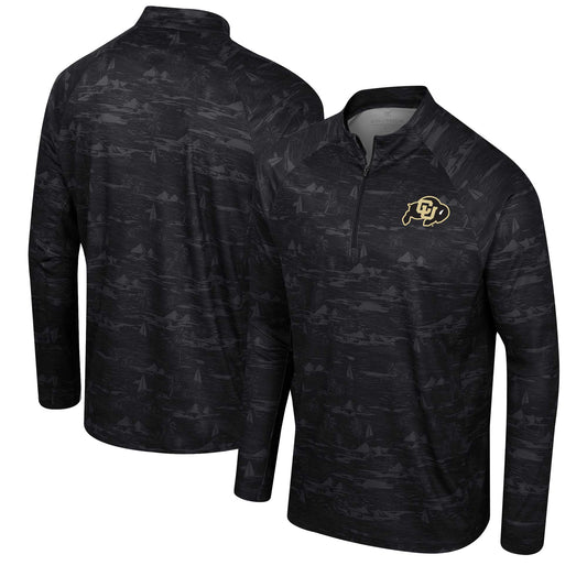 Men's Colosseum Black Colorado Buffaloes Carson Raglan Quarter-Zip Jacket