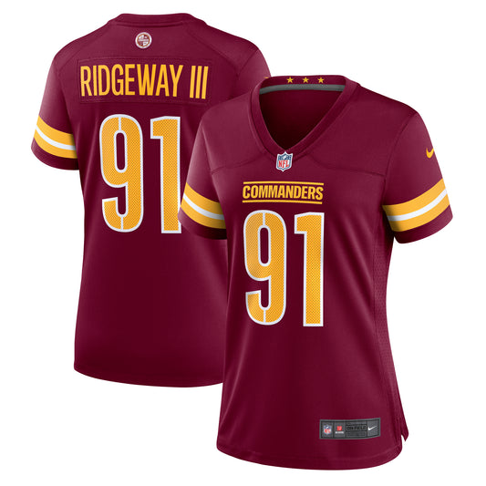 Women's Nike John Ridgeway  Burgundy Washington Commanders  Game Jersey