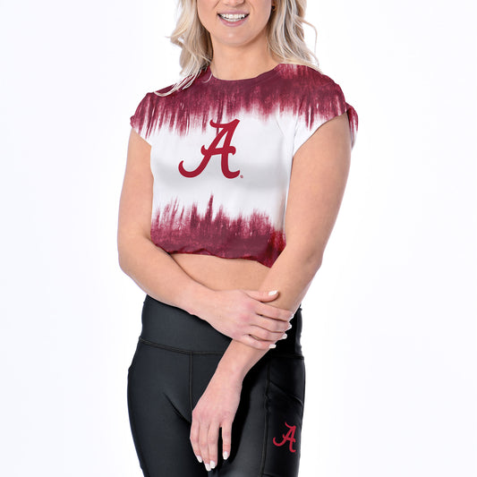 Women's Certo White Alabama Crimson Tide Tie-Dye Cropped T-Shirt