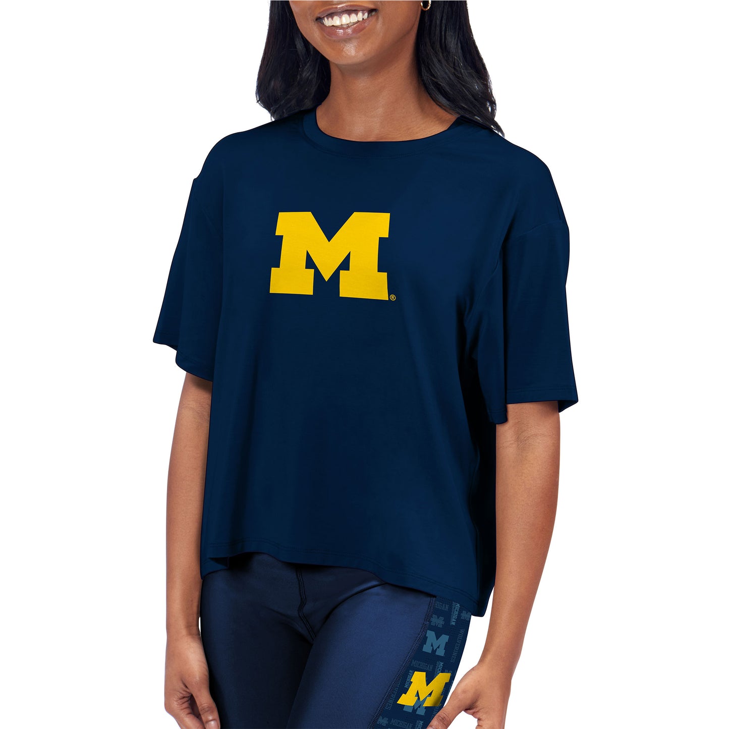 Women's Certo Gold Michigan Wolverines Cropped T-Shirt