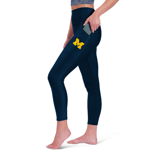 Women's Certo Navy Michigan Wolverines Side Pocket Leggings