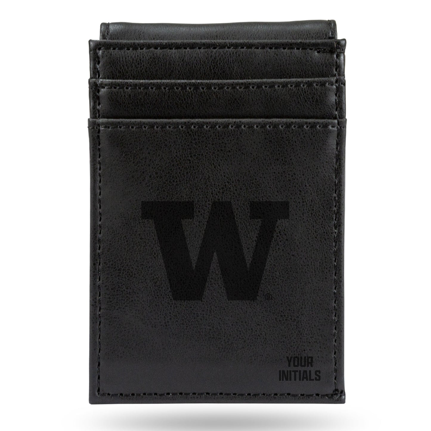 Black Washington Huskies Personalized Front Pocket Wallet