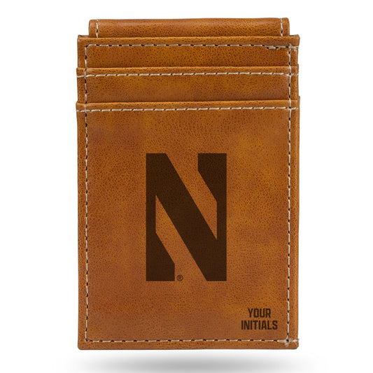 Brown Northwestern Wildcats Personalized Front Pocket Wallet