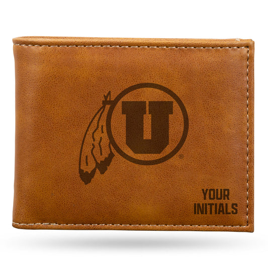 Brown Utah Utes Personalized Billfold Wallet