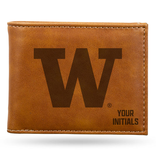 Brown Washington Huskies Personalized Billfold Wallet