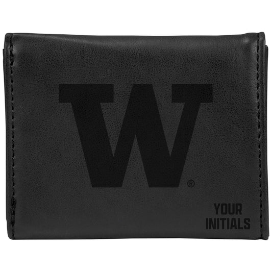 Black Washington Huskies Personalized Trifold Wallet