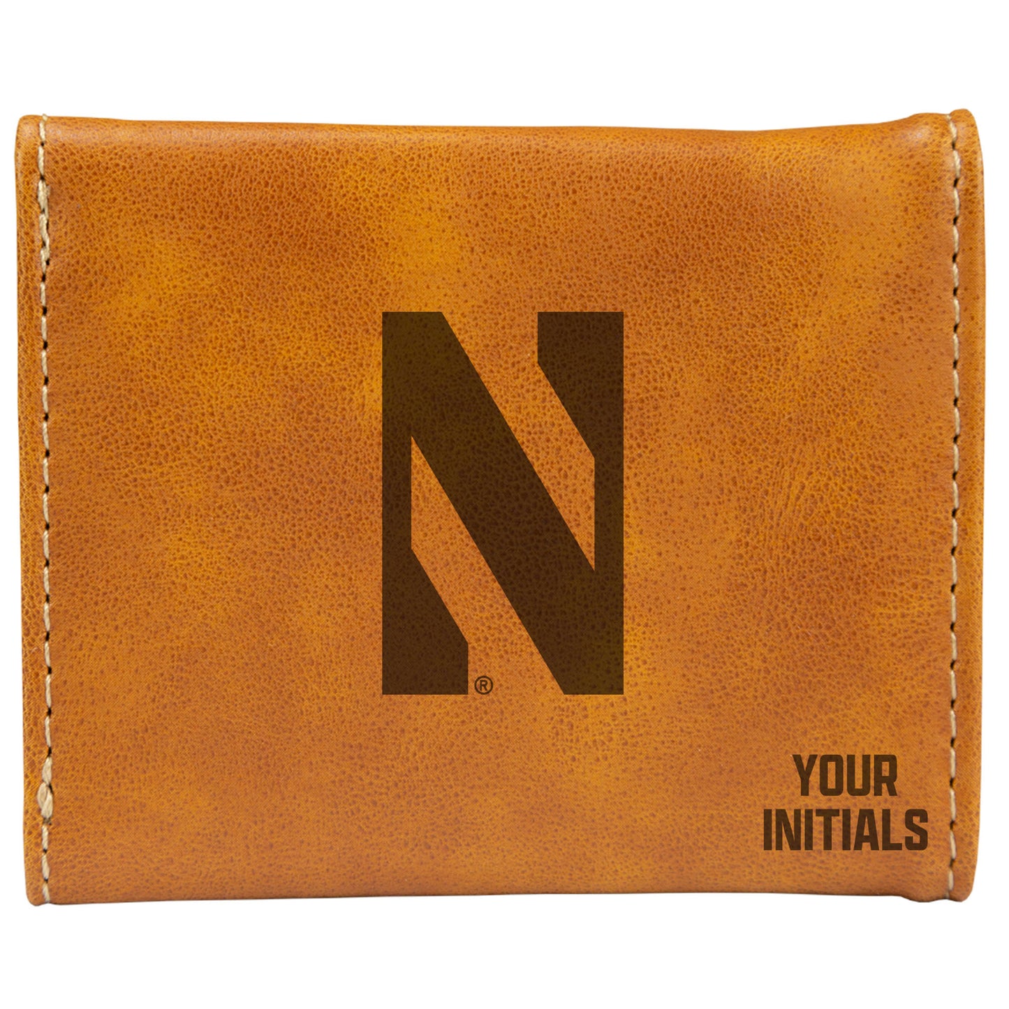 Brown Northwestern Wildcats Personalized Trifold Wallet