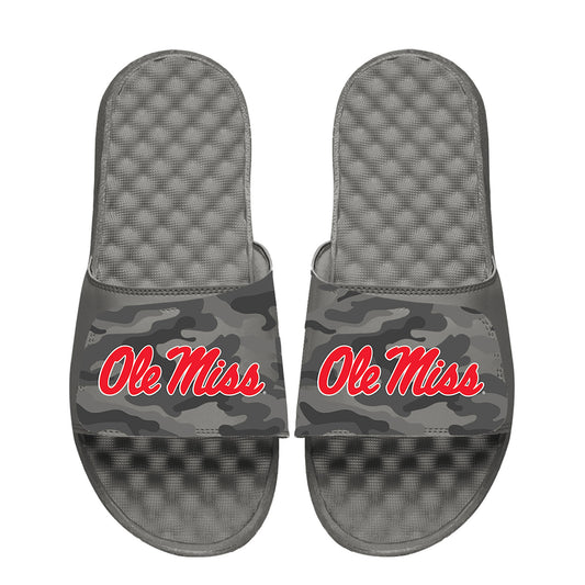 Men's ISlide  Gray Ole Miss Rebels Camo Slide Sandals