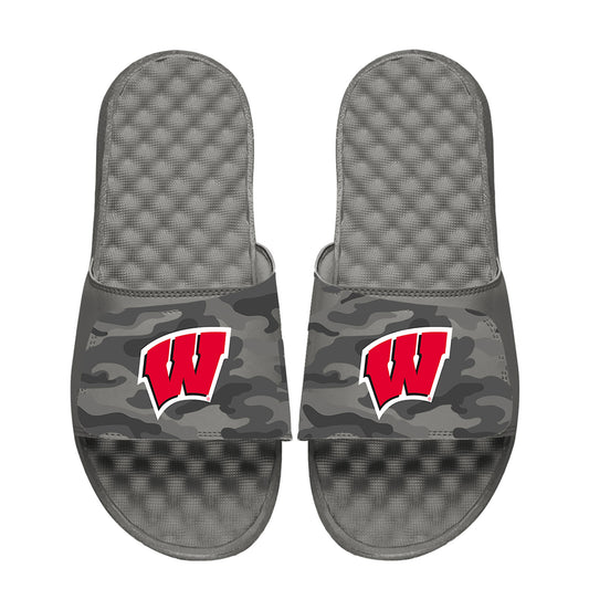 Men's ISlide  Gray Wisconsin Badgers Camo Slide Sandals