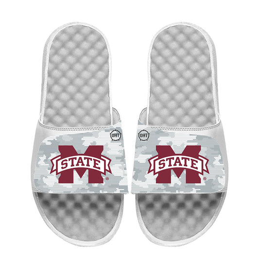 Men's ISlide White Mississippi State Bulldogs Camo Slide Sandals