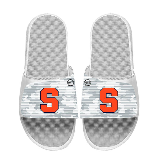 Men's ISlide White Syracuse Orange Camo Slide Sandals