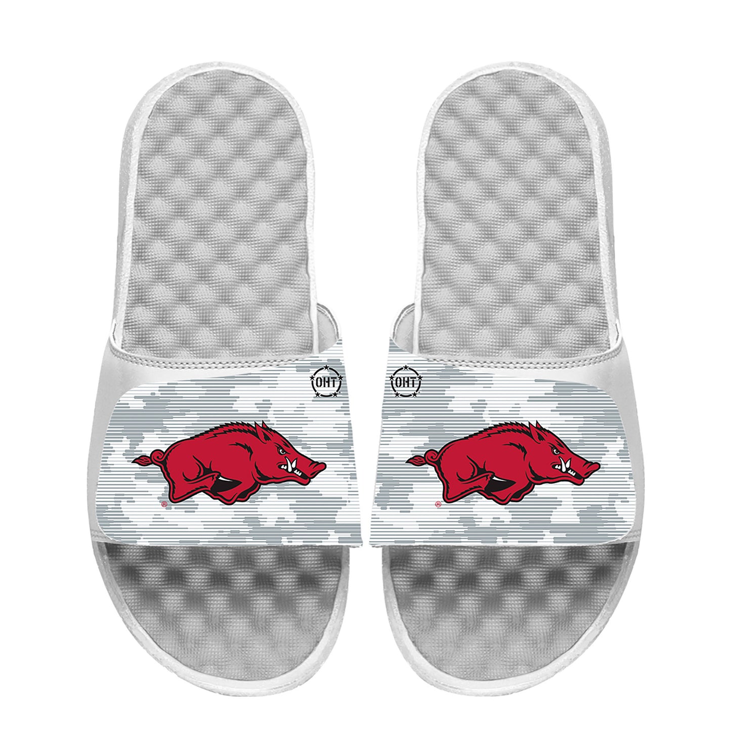 Men's ISlide White Arkansas Razorbacks Camo Slide Sandals